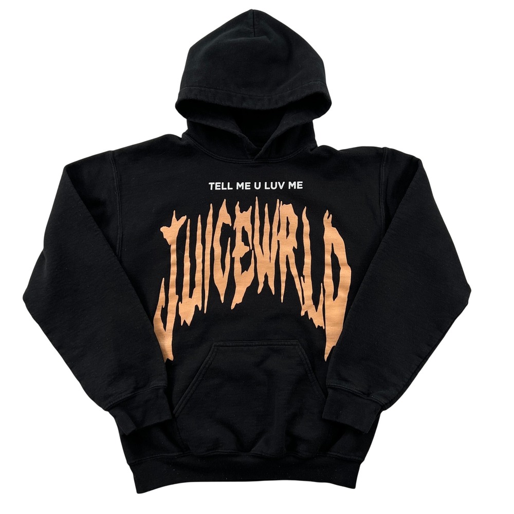 Juice WRLD 999 Club Tell Me U Luv Me Black Hoodie Mens Small Rap Merch Hype Goth